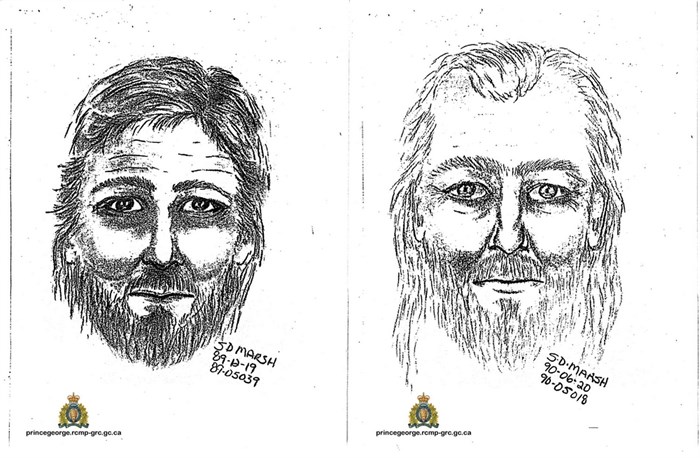 Sketches of the suspect as described by witnesses in 1989 and 1990.