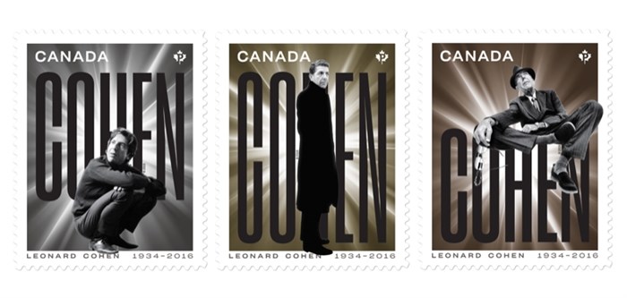 Canada Post has honoured the late, legendary singer Leonard Cohen with a set of commemorative stamps that will be released to the public on Saturday, which would have been the icon's 85th birthday. The set of three stamps, unveiled Friday evening at an event at the Montreal Museum of Fine Arts, are distinct designs to show three periods of Cohen's illustrious music career.
