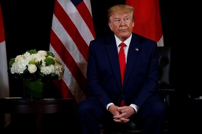 President Donald Trump listens during a meeting with Japanese Prime Minister Shinzo Abe at the InterContinental Barclay New York hotel during the United Nations General Assembly, Wednesday, Sept. 25, 2019, in New York. 