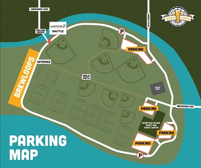 A map of the available parking for BrewLoops.