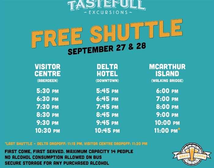 The schedule for this weekend's free shuttle bus.  