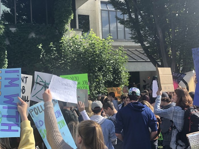  - There were twice as many people and they were 10 times louder than the crowd gathered the previous week for the third and final climate strike in Kelowna today