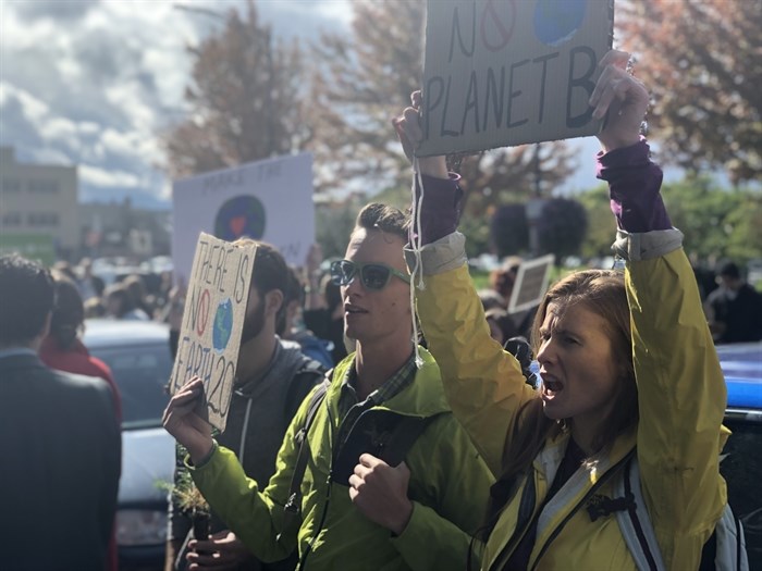  - There were twice as many people and they were 10 times louder than the crowd gathered the previous week for the third and final climate strike in Kelowna today