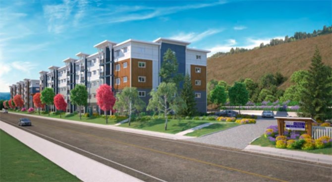 Conceptual drawing of proposed apartment development on a former campground property on South Main Street in Penticton.