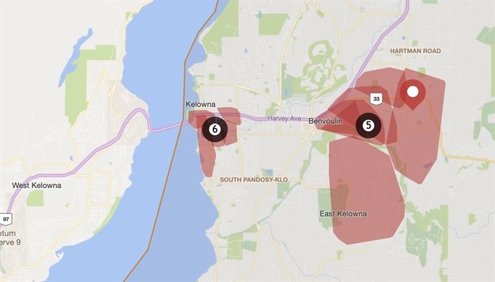 Power outage map from FortisBC. 