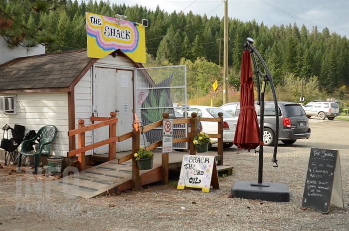The Shack cannabis store sits on the edge of town at the Enderby Flea Market.