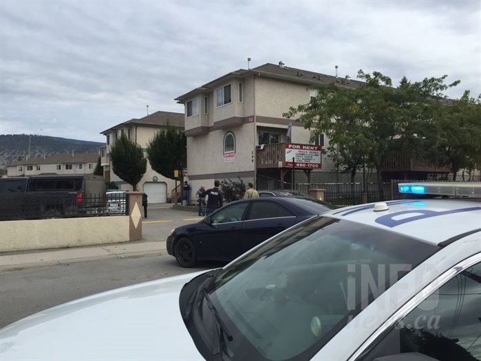 A shooting has led to an armed standoff at a condo on Maple Street in Penticton, Wednesday, Oct. 2, 2019.