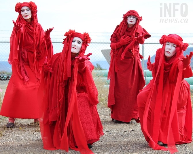 A group of dancers called the Red Brigade organized by Katie Welch on Monday, Oct. 7, 2019. 