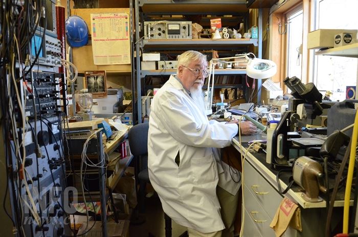 Garry Garbutt sits in his Vernon laboratory.
