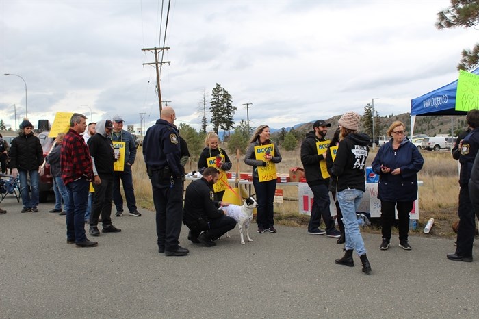 Workers could be seen with signs outside of Kamloops Regional Correctional Centre on Thursday, Oct. 17, 2019, to raise awareness about violence against correctional officers.