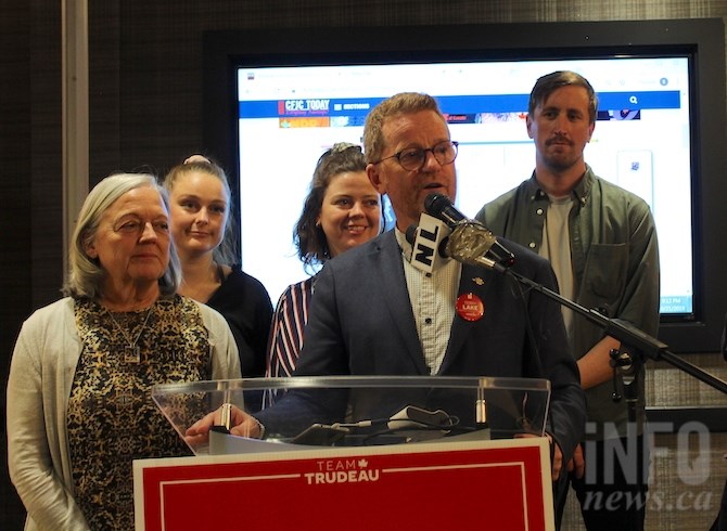 An emotional Terry Lake, the Liberal candidate for Kamloops-Thompson-Cariboo, gives his concession speech to supporters after losing to incumbent Conservative Cathy McLeod, Monday, Oct. 21, 2019.