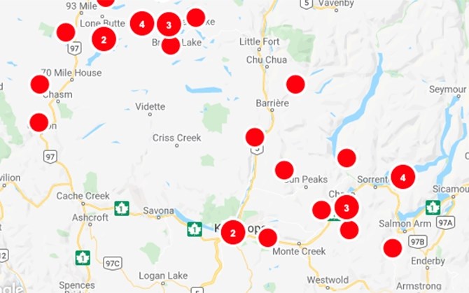 More than 30,000 are without power in the Thompson and Shuswap.