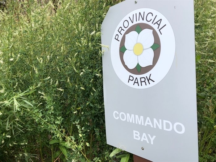 A memorial plaque and some signage is all that remains of Operation Oblivion's training gounds at Commando Bay on Okanagan Lake today.