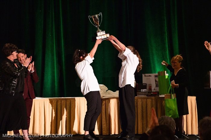 The gold medal was awarded to Sarah Ayach and Kathleen Williams from SAIT College (Calgary, Alberta) for their Duo of Alberta Beef with Fall Vegetables. 