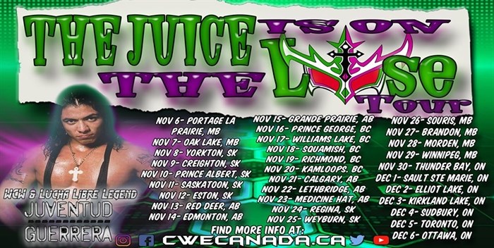 The full schedule for 'The Juice Is On The Loose Tour'.
