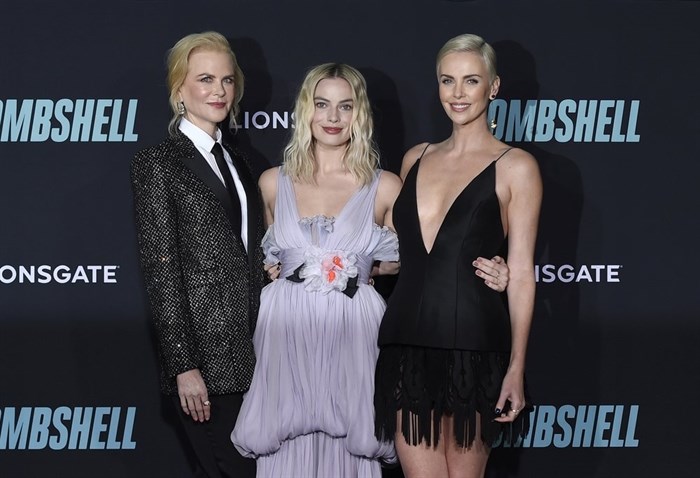 Nicole Kidman, from left, Margot Robbie, and Charlize Theron attend the premiere of 
