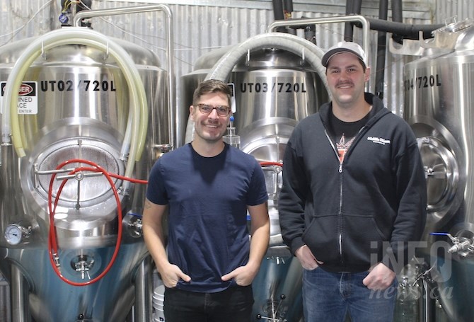 Chris Dedinsky (left) and Russ Burmell-Higgs started the North End brewery district when they opened Kettle River Brewing in 2016.