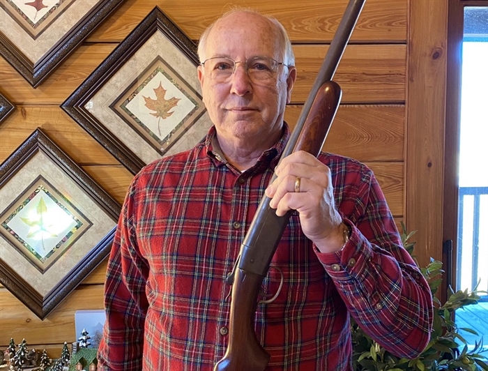 Columnist Don Thompson’s brother, Clark Thompson, with the 12-gauge Winchester shotgun 60 years after the incident that all most ended his life.