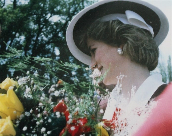 Princess Diana is pictured smiling in this photo during her visit to Kamloops in 1986.