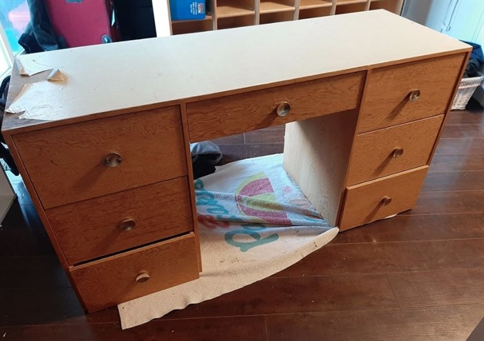 The photos were found inside this desk, years after it had been sold on Facebook.