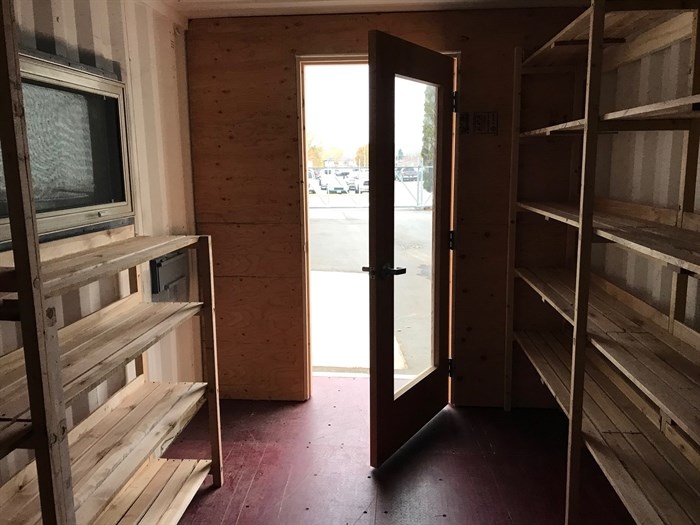 Central School students created shelves for this shipping container to turn it into a library. 