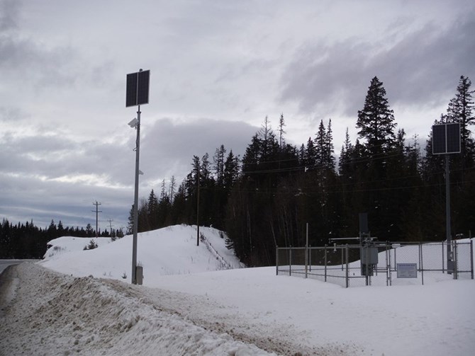 A Minstry of Transportation and Infrastructure roadside weather station.