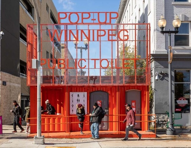 This is the Winnipeg Pop-Up Public Toilet.