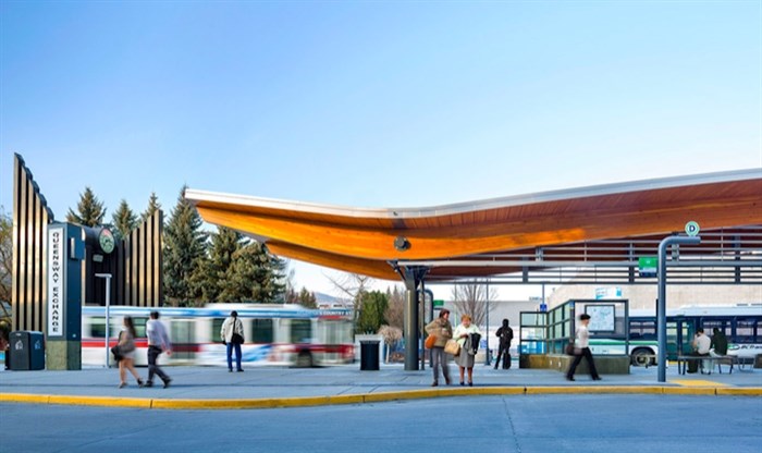 The Queensway bus shelter won a number of design awards but Kelowna's new pop-up loo won't have this sweeping roof when it's installed in behind it.