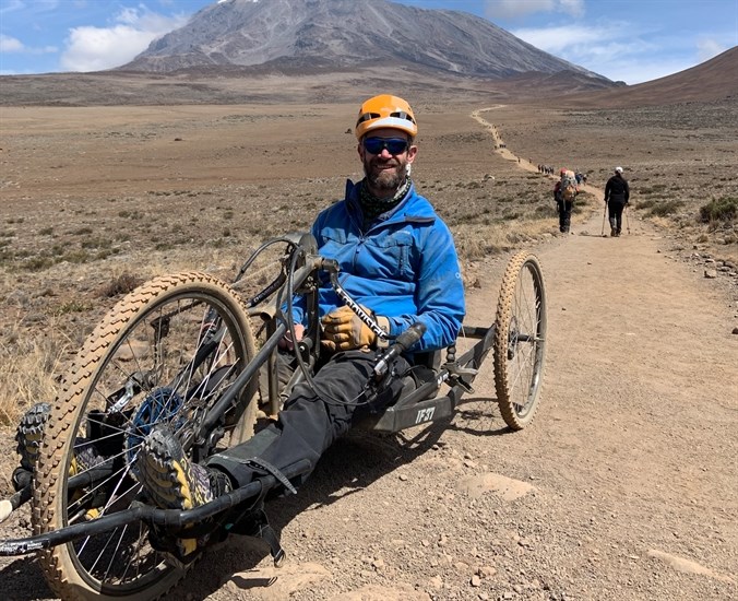 Sebastian Carrasco pictured at the base of Mount Kilimanjaro in September 2019.
