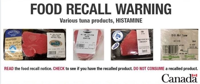 Tuna products are being recalled due to a histamine reaction. 