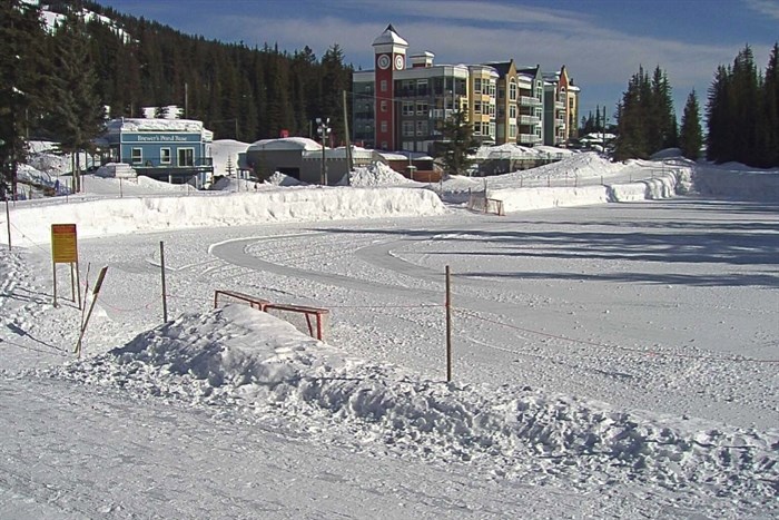 Normally busy with skaters, SilverStar's Brewers Pond is empty March 17.