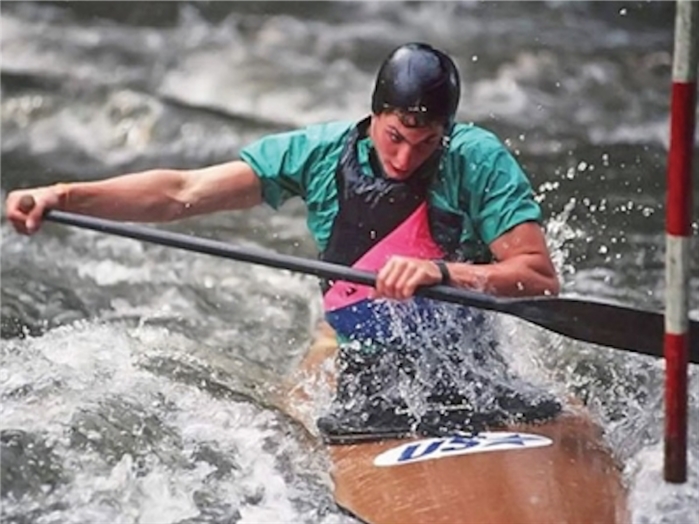 Kayaker Adam Clawson is seen training for the 1996 Olympics in Atlanta, GA.