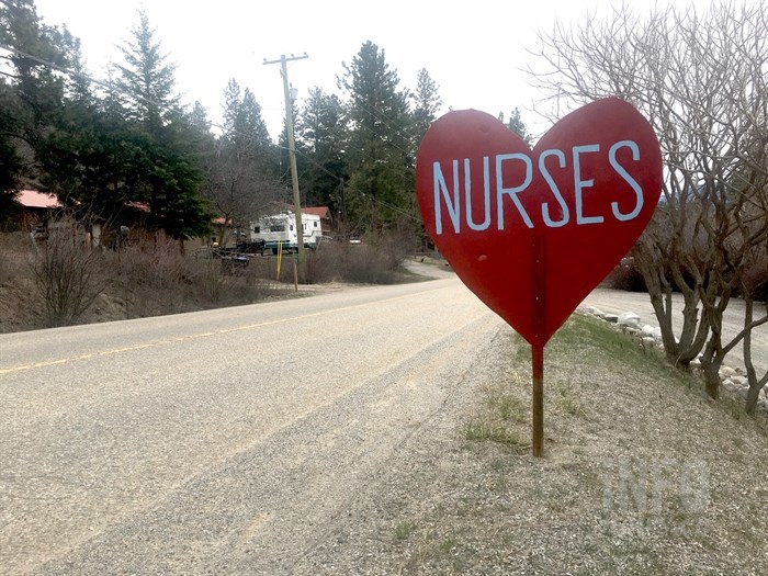 Signs of gratitude for health care workers sprang up everywhere. This one was in Lake Country.