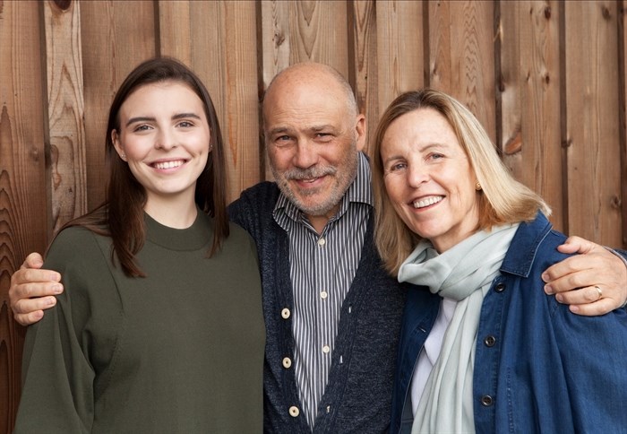 Blue Grouse Estate Winery owners, Paul & Cristina Brunner with daughter Paula (L).