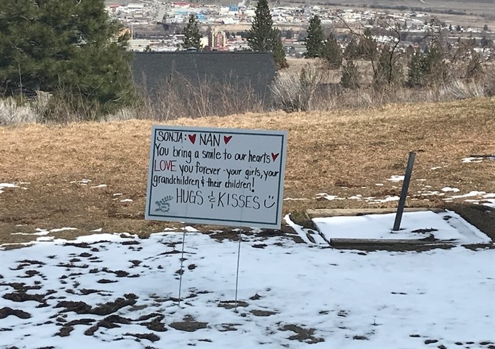 The families of some Berwick on the Park residents have made these signs as a way to stay connected.