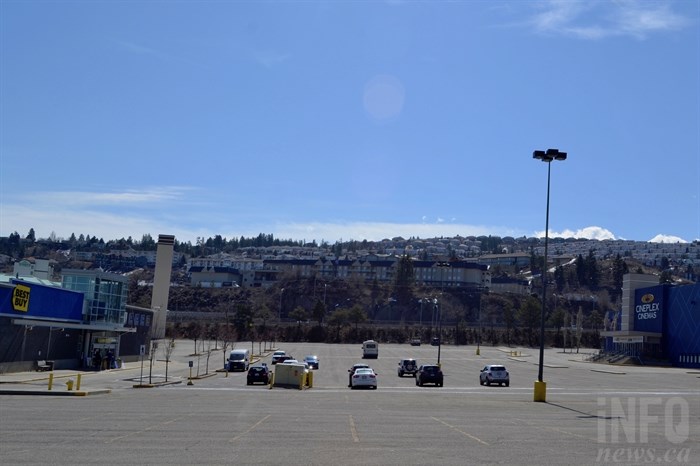 Best Buy and Cineplex at Aberdeen Mall, Kamloops. 12:45 p.m. April 7, 2020.