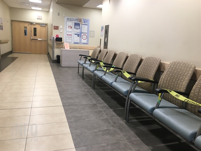 Chairs at the Vernon Jubilee Hospital sit empty.