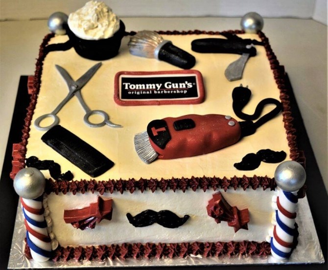 Tommy Gunn's Barbershop staff party cake. 