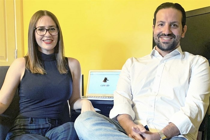 Sarah Ewart, left, and Dave Barroqueiro were part of a TRU Law team that developed a series of apps to help people access COVID assistance programs. 