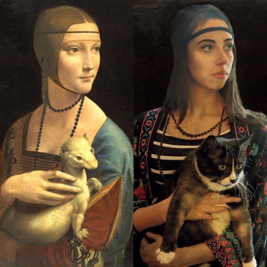 UBCO graduate Emily recreates Leonardo da Vinci's Lady with an Ermine from c 1490