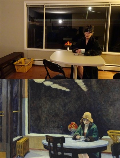 Local artist Patty Leinemann recreates Edward Hopper's Automat from 1927.