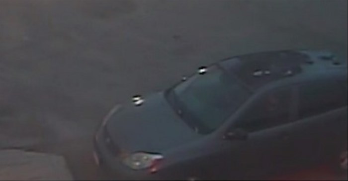 RCMP are looking for this 2007 Toyota Matrix which is described as grey with black paint and peeling damage on the roof. It has sticker residue on the passenger side door.