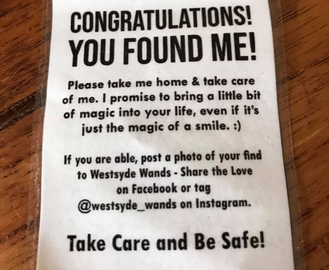 Each wand comes with this note and an antibacterial wipe.