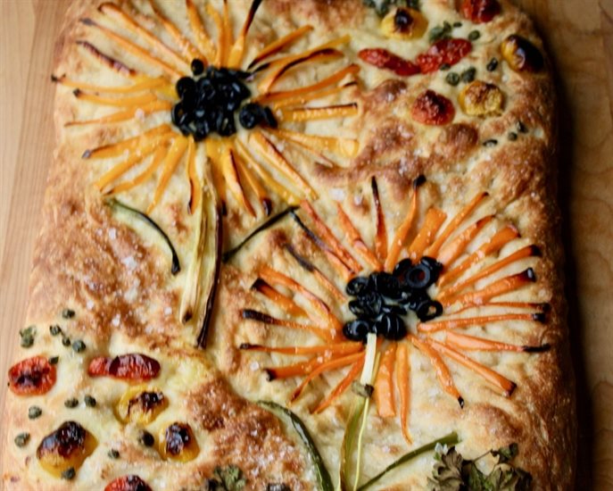 The baked version of the beautiful focaccia edible art!