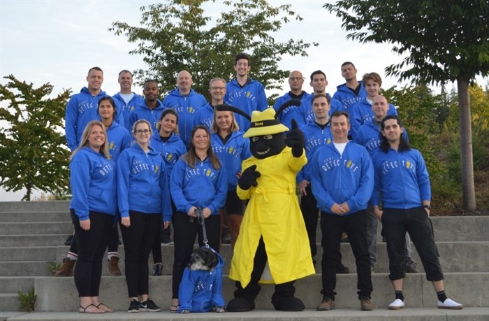 Twenty members of the Pest Detective team pose with their mascot Petey. To inquire about Pest Detective’s services, call 250-860-2867.