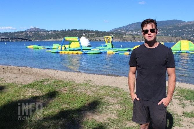 Owner Rylie Gallagher in front of his Wibit Water Park in Kelowna 