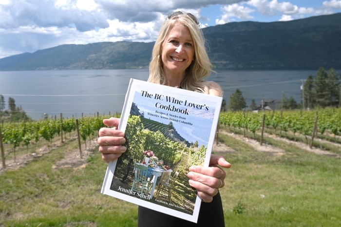 Jennifer Schell with her latest cookbook, The B.C. Wine Lover's Cookbook.
