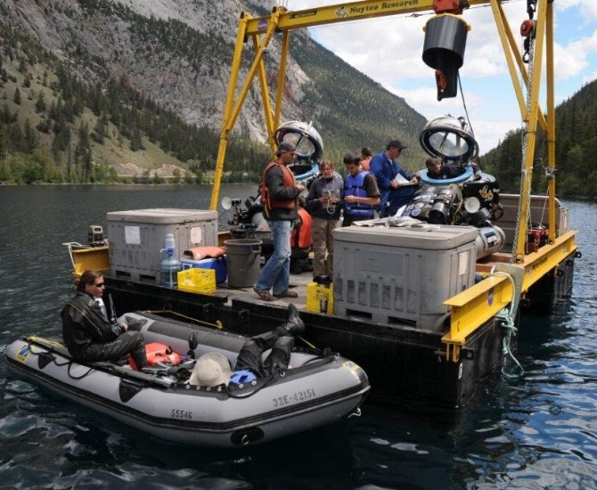 The NASA team conducting research on Pavilion Lake.