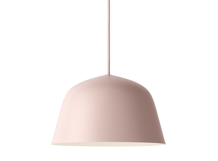 This photo courtesy of Knoll shows a soft rosy-peach tone pendant light in the Knoll + Muuto Work From Home Collection. This aluminum Muuto Ambit pendant light with a matte-finish is a fresh addition to any space, not just a home office. Ice cream is one of summer's pleasures. So why not lift moods and have a little decor fun this season by bringing some ice-creamy colors into your living space? Interior design experts say you can get that summery vibe with a few accessories or a can of paint or roll of wallpaper. 
