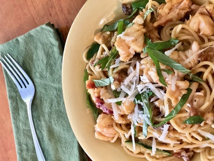 Leftovers make for a gorgeous pasta.